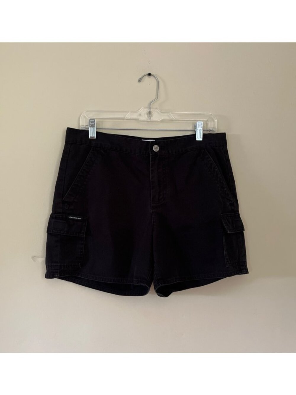 Calvin Klein Jeans Womens Size 10 Black Denim Shorts High Waist
